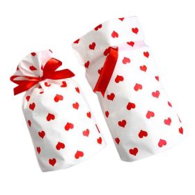 20 Pcs Red Heart Gift Wrapping Bags Drawstring Bag White Candy Bag Gift Wrap Cute Party Favor Supplies