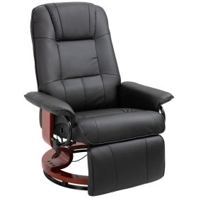 HOMCOM Living Room Relaxation: Black Faux Leather Swivel Recliner with Adjustable Footrest