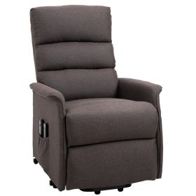 HOMCOM Senior Serenity: Linen Lift Recliner with Remote for Effortless Comfort in Brown