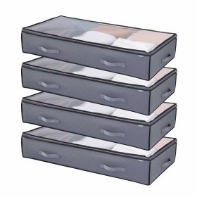 Under Bed Storage with Clear Lids, 39.2 x 19.7 x 7.1 Inch, 90L Large Underbed Clothes Storage Containers