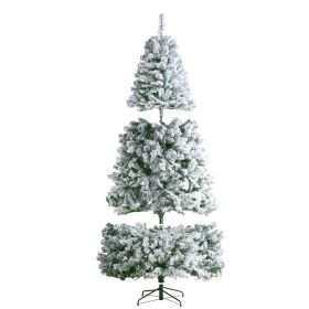 VEVOR Christmas Tree 7.5ft Prelit Flocked Xmas Tree with 550 LED Lights 1346 Tip