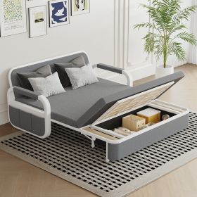 62" Linen Convertible Sleeper Sofa 2-Seater