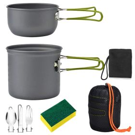 8Pcs Camping Cooking ware Set Aluminum Pot Foldable Knife Fork Spoon For Hiking Picnic Outdoor (Option: 8Pcs)