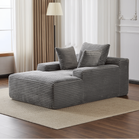 Double Chaise Lounge Chair Indoor,Oversized Upholstered Sleeper Cloud Couch,Deep Seat Luxury Sofa Bed,Sectional Sofa Chaise Love-seat (Color: Grey)